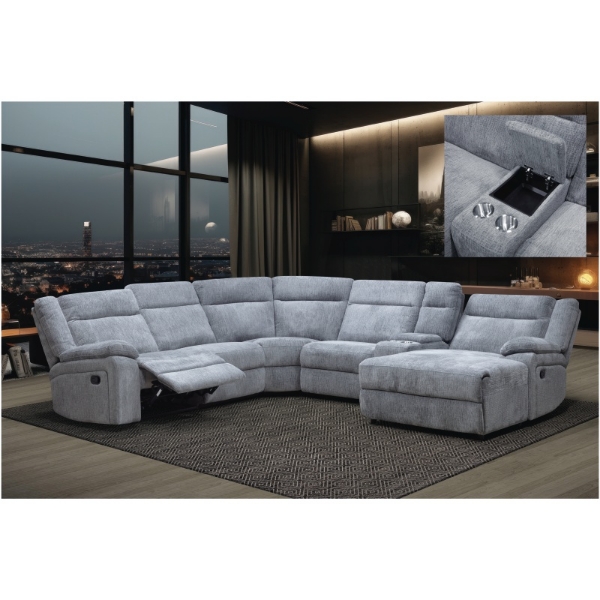 Picture of Hamilton 6Pce 2 Motion Corner Lounge Suite +Console & Chaise